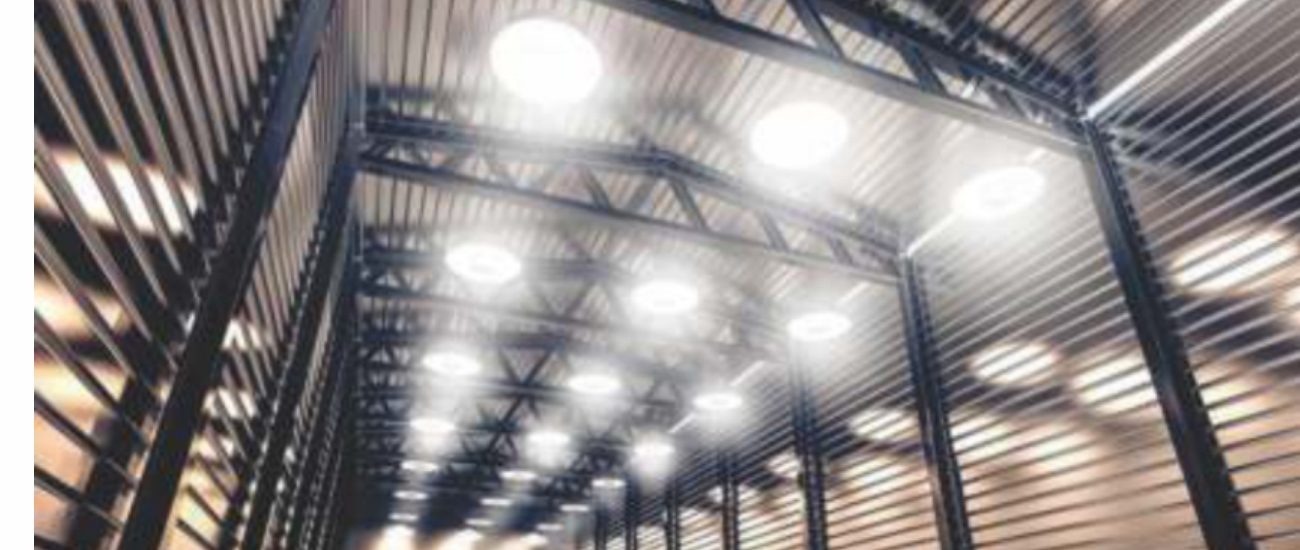 Warehouse lit with Radiant high bay LED lights